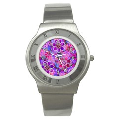 Pretty Floral Painting Stainless Steel Watches