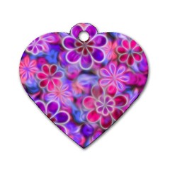 Pretty Floral Painting Dog Tag Heart (one Side)