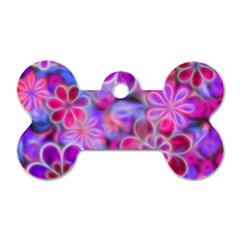 Pretty Floral Painting Dog Tag Bone (one Side)