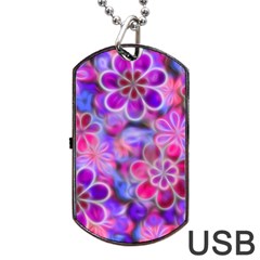 Pretty Floral Painting Dog Tag Usb Flash (two Sides) 