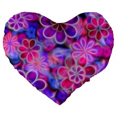 Pretty Floral Painting Large 19  Premium Heart Shape Cushions