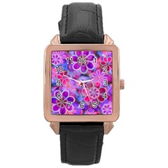 Pretty Floral Painting Rose Gold Watches