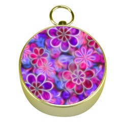 Pretty Floral Painting Gold Compasses