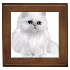 White Persian Cat Clipart Framed Tiles