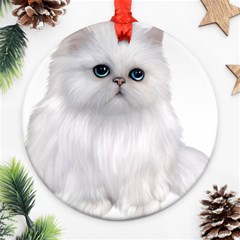 White Persian Cat Clipart Ornament (round) 