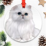 White Persian Cat Clipart Ornament (Round)  Front