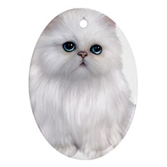 White Persian Cat Clipart Ornament (oval) 