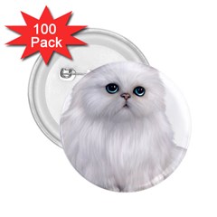 White Persian Cat Clipart 2 25  Buttons (100 Pack) 