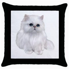 White Persian Cat Clipart Throw Pillow Cases (black)