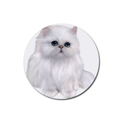 White Persian Cat Clipart Rubber Coaster (round) 