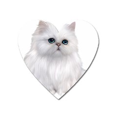 White Persian Cat Clipart Heart Magnet