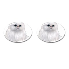 White Persian Cat Clipart Cufflinks (oval)