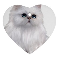 White Persian Cat Clipart Heart Ornament (2 Sides) by AlteredStates