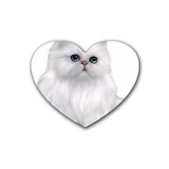 White Persian Cat Clipart Heart Coaster (4 Pack)  by AlteredStates