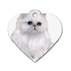 White Persian Cat Clipart Dog Tag Heart (two Sides) by AlteredStates