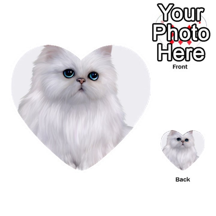 White Persian Cat Clipart Multi-purpose Cards (Heart) 