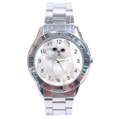 White Persian Cat Clipart Stainless Steel Men s Watch