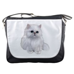 White Persian Cat Clipart Messenger Bags by AlteredStates