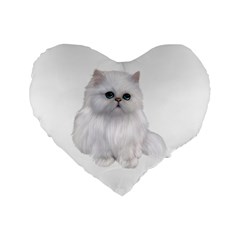 White Persian Cat Clipart Standard 16  Premium Heart Shape Cushions