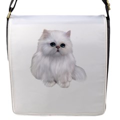 White Persian Cat Clipart Flap Messenger Bag (s)