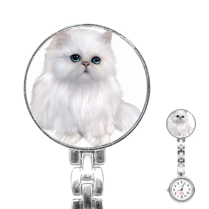 White Persian Cat Clipart Stainless Steel Nurses Watches