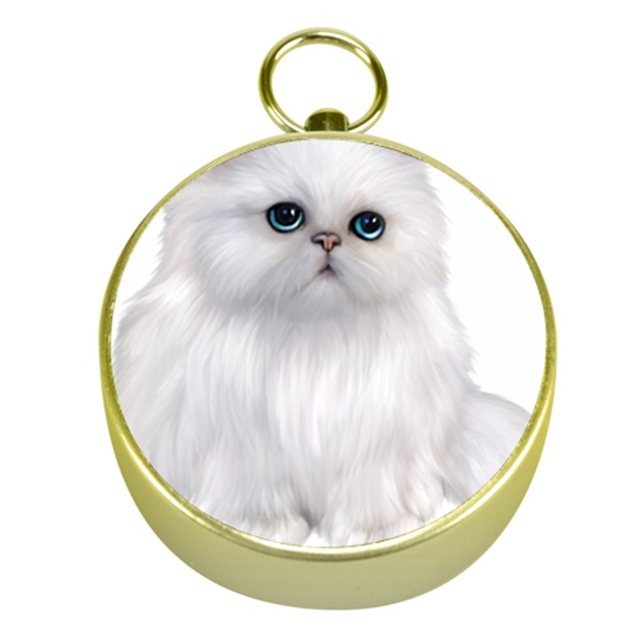 White Persian Cat Clipart Gold Compasses