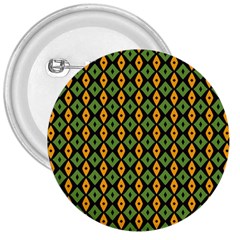 Green Yellow Rhombus Pattern 3  Button