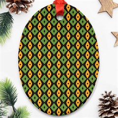 Green Yellow Rhombus Pattern Ornament (oval) by LalyLauraFLM