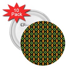 Green Yellow Rhombus Pattern 2 25  Button (10 Pack)