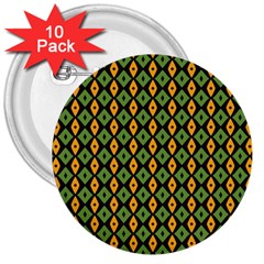 Green Yellow Rhombus Pattern 3  Button (10 Pack)