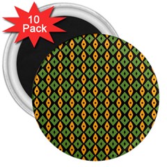 Green Yellow Rhombus Pattern 3  Magnet (10 Pack)