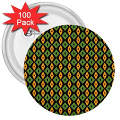 Green Yellow Rhombus Pattern 3  Button (100 Pack)