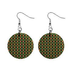 Green Yellow Rhombus Pattern 1  Button Earrings