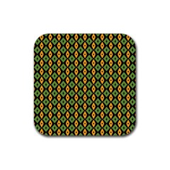 Green Yellow Rhombus Pattern Rubber Coaster (square)