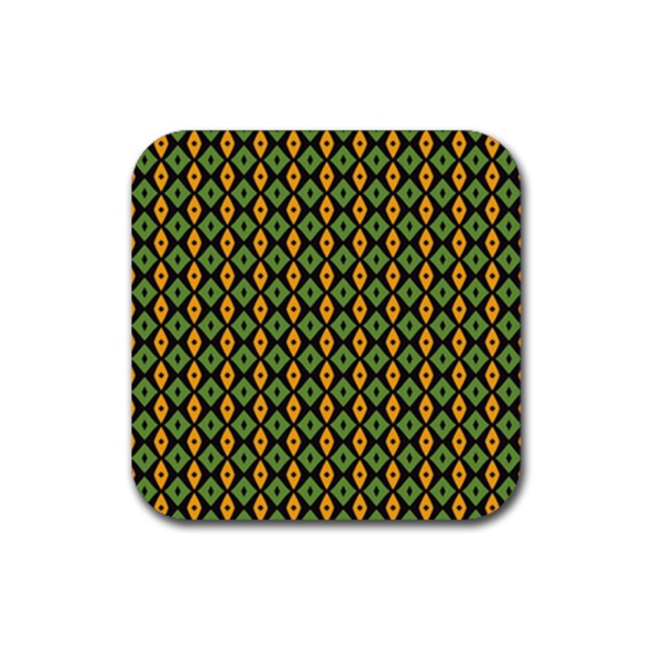 Green yellow rhombus pattern Rubber Coaster (Square)