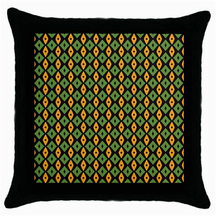 Green yellow rhombus pattern Throw Pillow Case (Black)