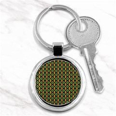 Green Yellow Rhombus Pattern Key Chain (round)