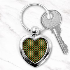 Green Yellow Rhombus Pattern Key Chain (heart)