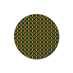 Green Yellow Rhombus Pattern Rubber Coaster (round)