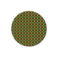 Green Yellow Rhombus Pattern Magnet 3  (round)