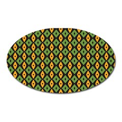 Green Yellow Rhombus Pattern Magnet (oval) by LalyLauraFLM