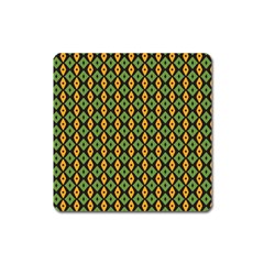 Green Yellow Rhombus Pattern Magnet (square)