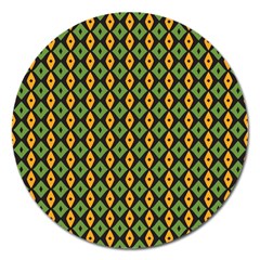 Green Yellow Rhombus Pattern Magnet 5  (round)