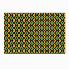 Green Yellow Rhombus Pattern Postcards 5  X 7  (pkg Of 10)