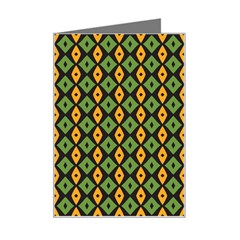 Green Yellow Rhombus Pattern Mini Greeting Card by LalyLauraFLM