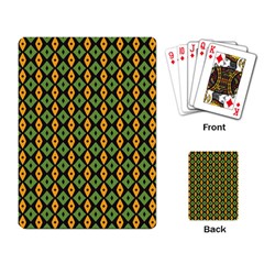 Green Yellow Rhombus Pattern Playing Cards Single Design by LalyLauraFLM