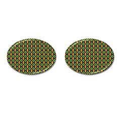 Green Yellow Rhombus Pattern Cufflinks (oval)