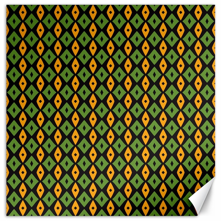 Green yellow rhombus pattern Canvas 16  x 16 