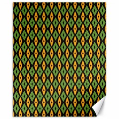 Green Yellow Rhombus Pattern Canvas 11  X 14 