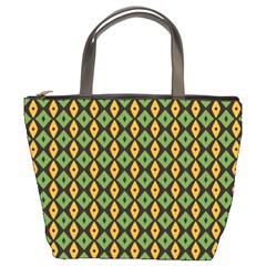 Green Yellow Rhombus Pattern Bucket Bag by LalyLauraFLM